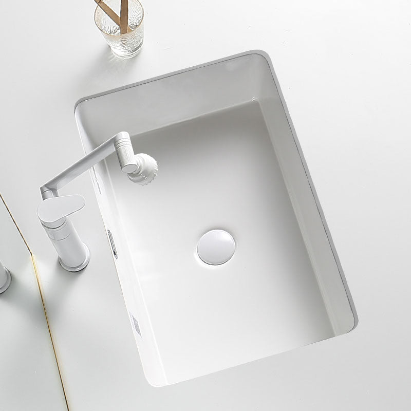 Modern Undermount Bathroom Sink Porcelain with Pop-Up Drain Basin Sink