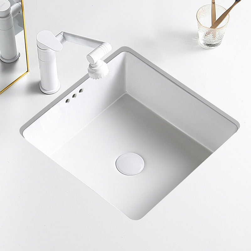 Modern Undermount Bathroom Sink Porcelain with Pop-Up Drain Basin Sink