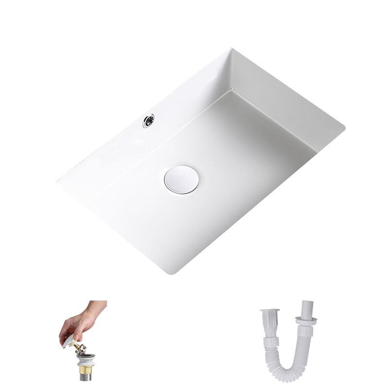 Modern Undermount Bathroom Sink Porcelain with Pop-Up Drain Basin Sink