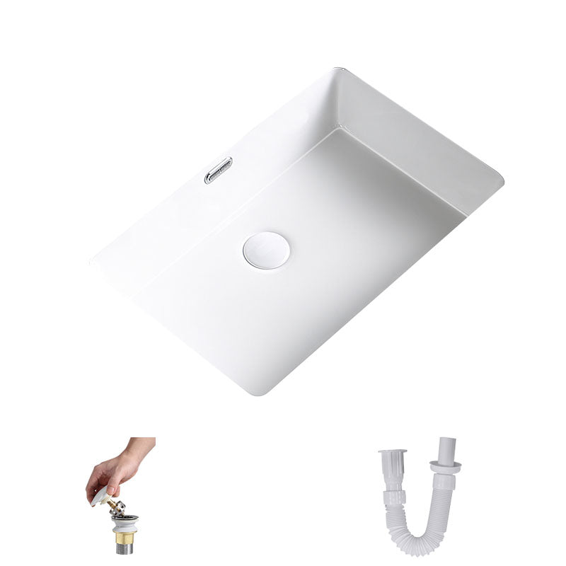 Modern Undermount Bathroom Sink Porcelain with Pop-Up Drain Basin Sink