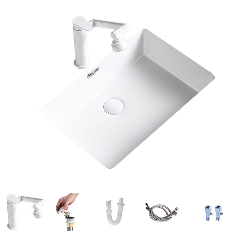 Modern Undermount Bathroom Sink Porcelain with Pop-Up Drain Basin Sink
