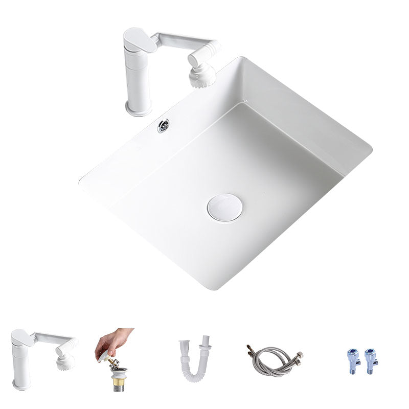 Modern Undermount Bathroom Sink Porcelain with Pop-Up Drain Basin Sink