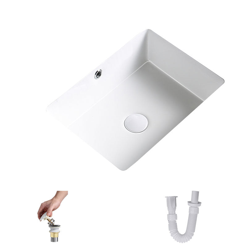 Modern Undermount Bathroom Sink Porcelain with Pop-Up Drain Basin Sink