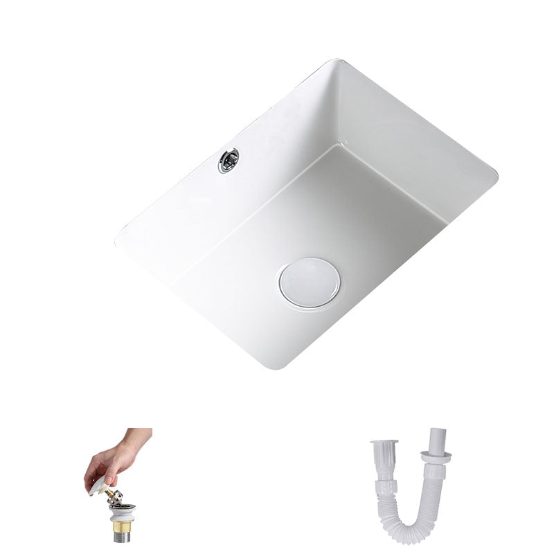 Modern Undermount Bathroom Sink Porcelain with Pop-Up Drain Basin Sink