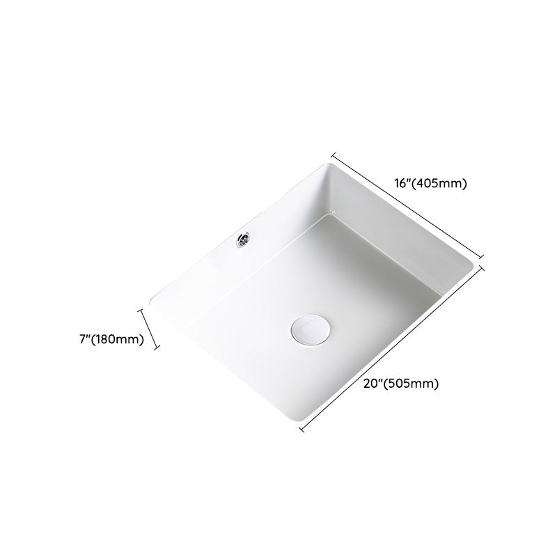 Modern Undermount Bathroom Sink Porcelain with Pop-Up Drain Basin Sink
