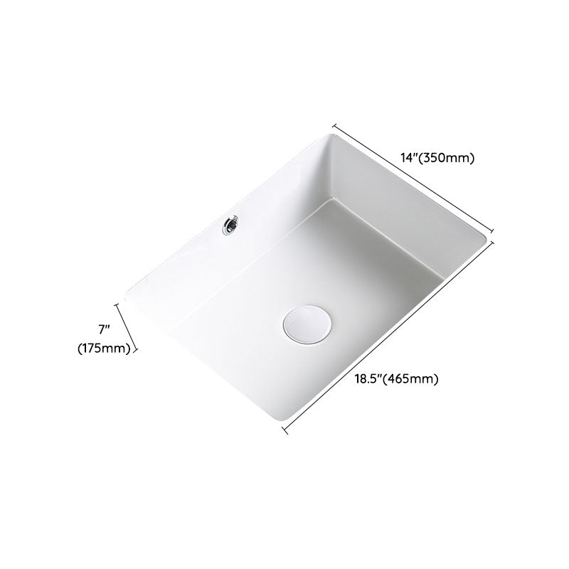Modern Undermount Bathroom Sink Porcelain with Pop-Up Drain Basin Sink