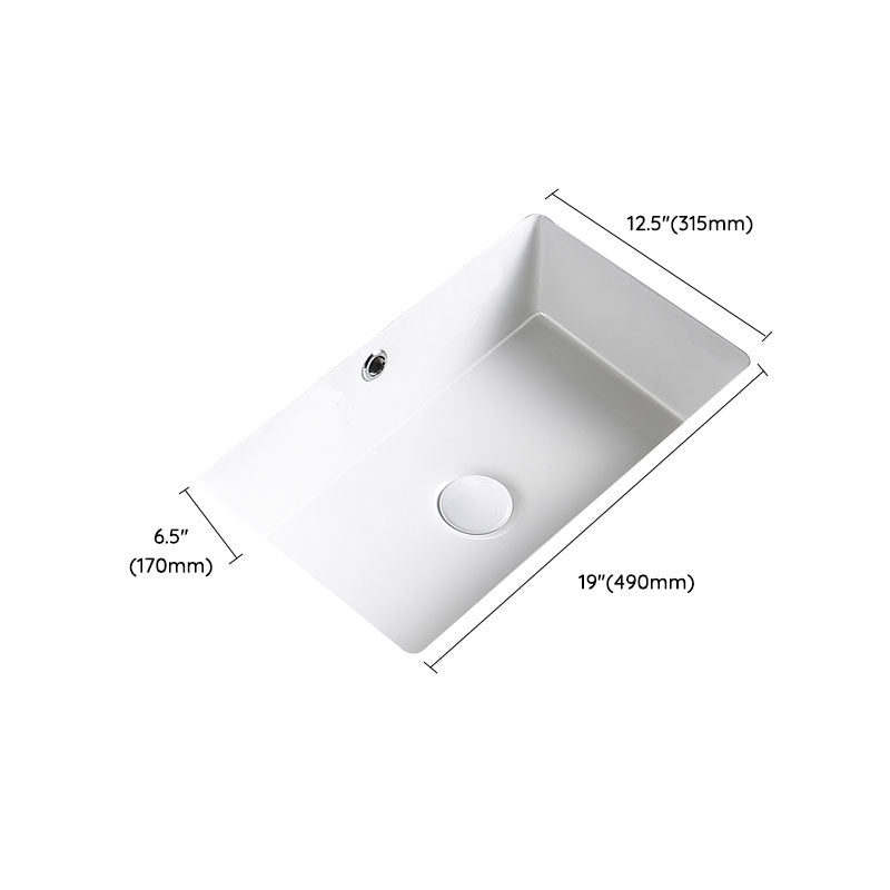 Modern Undermount Bathroom Sink Porcelain with Pop-Up Drain Basin Sink