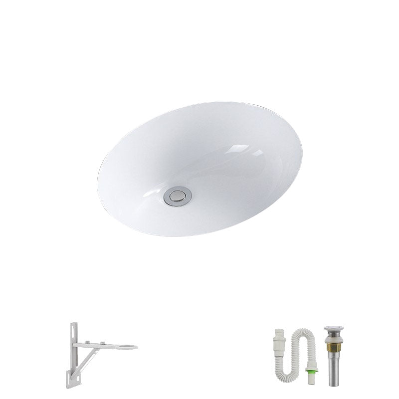 Modern Undermount Vanity Sink Porcelain Shut-Off Valve Included Bathroom Sink