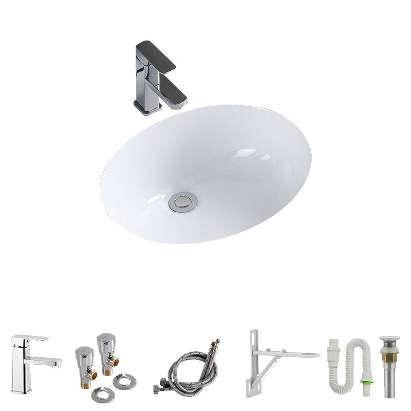 Modern Undermount Vanity Sink Porcelain Shut-Off Valve Included Bathroom Sink
