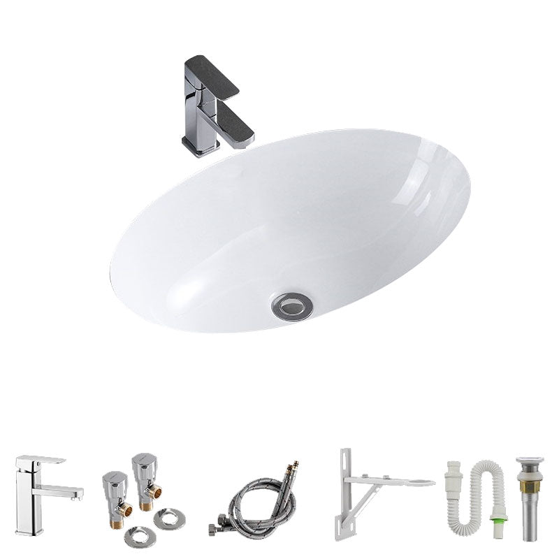 Modern Undermount Vanity Sink Porcelain Shut-Off Valve Included Bathroom Sink