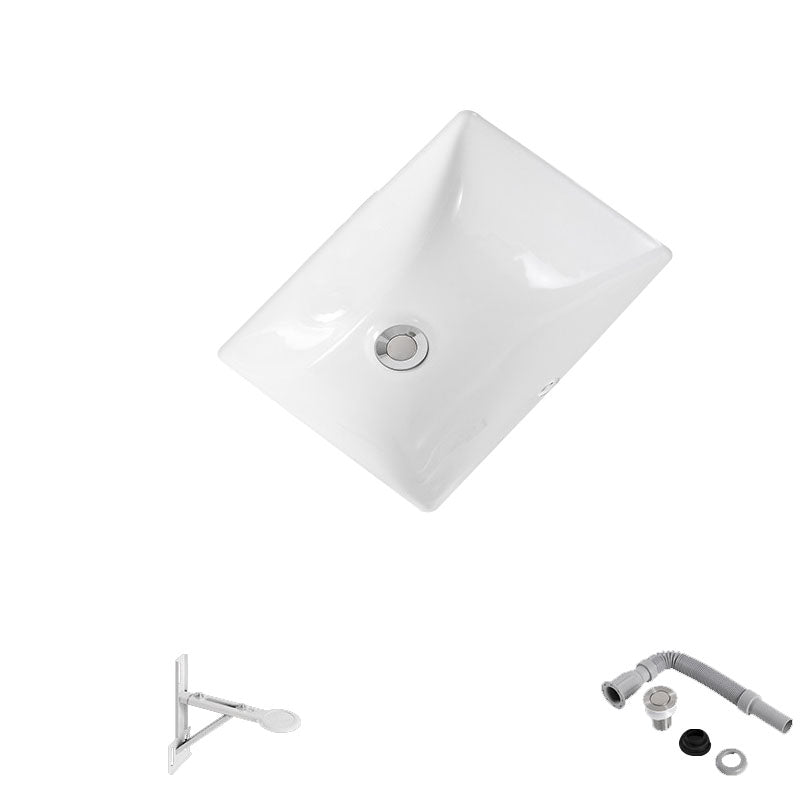 Modern Undermount Vanity Sink Porcelain Shut-Off Valve Included Bathroom Sink