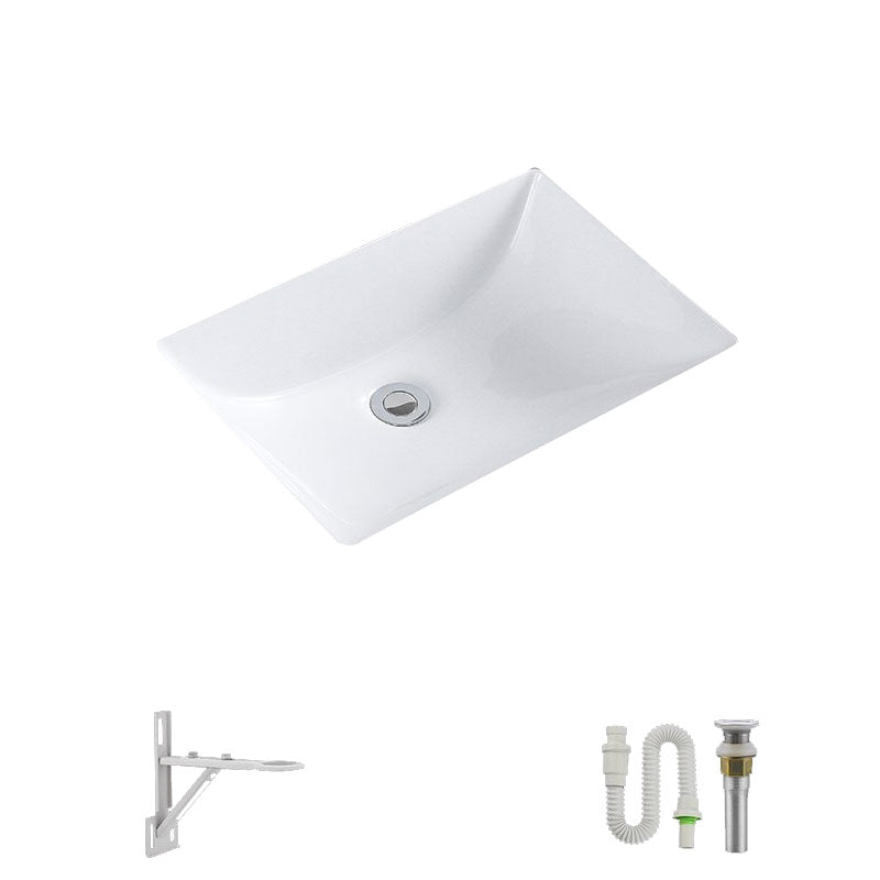 Modern Undermount Vanity Sink Porcelain Shut-Off Valve Included Bathroom Sink