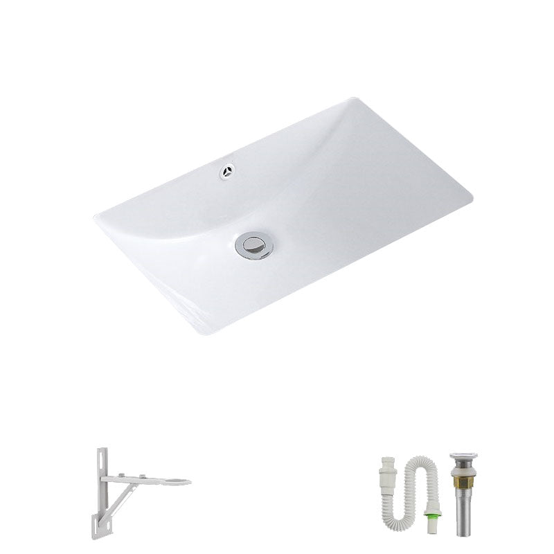 Modern Undermount Vanity Sink Porcelain Shut-Off Valve Included Bathroom Sink