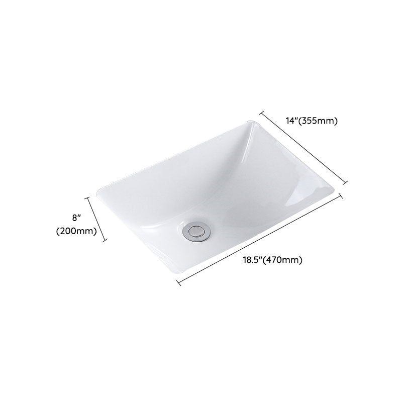 Modern Undermount Vanity Sink Porcelain Shut-Off Valve Included Bathroom Sink