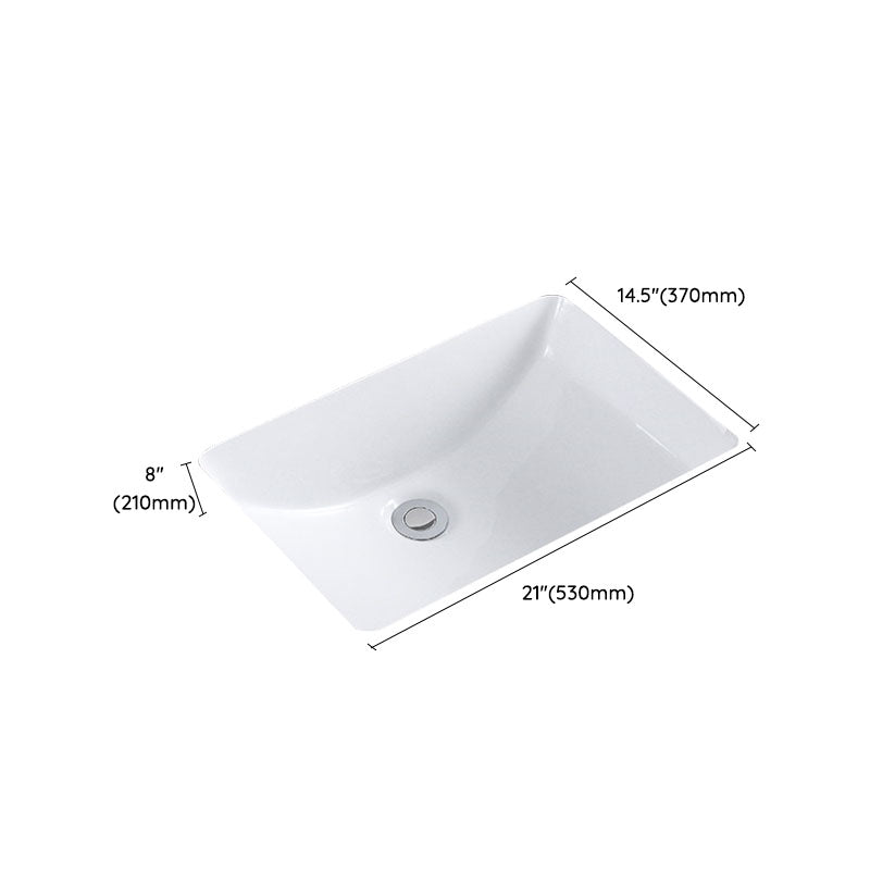 Modern Undermount Vanity Sink Porcelain Shut-Off Valve Included Bathroom Sink