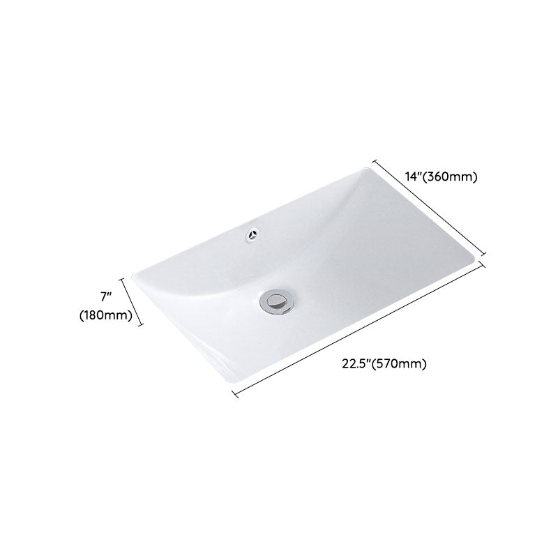 Modern Undermount Vanity Sink Porcelain Shut-Off Valve Included Bathroom Sink