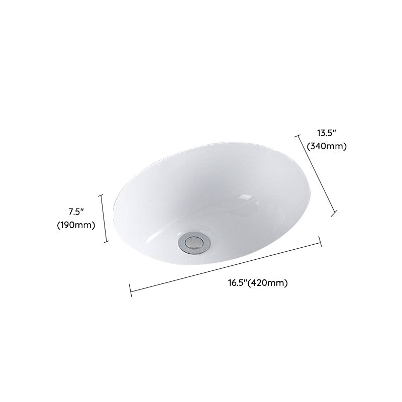 Modern Undermount Vanity Sink Porcelain Shut-Off Valve Included Bathroom Sink