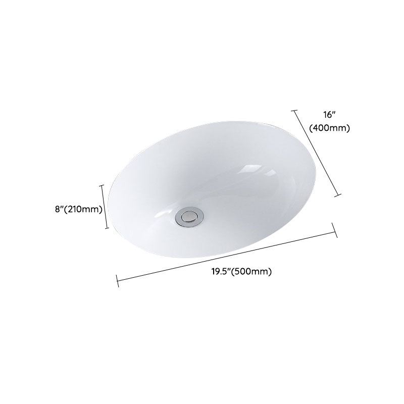 Modern Undermount Vanity Sink Porcelain Shut-Off Valve Included Bathroom Sink