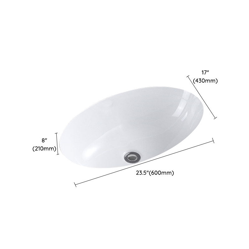 Modern Undermount Vanity Sink Porcelain Shut-Off Valve Included Bathroom Sink