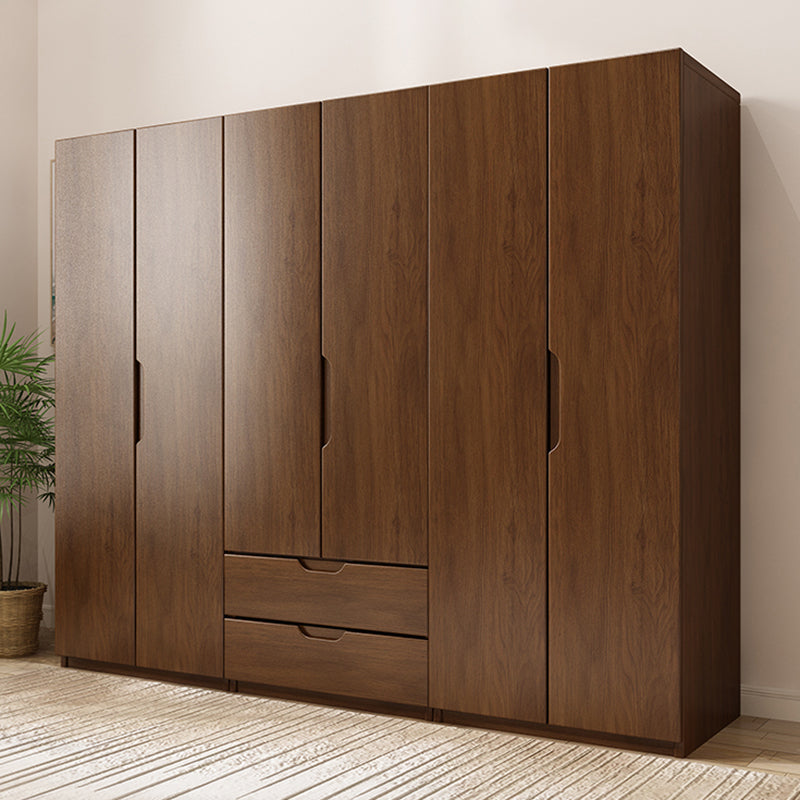 Solid Wood Wardrobe Armoire Contemporary Brown Storage Cabinet