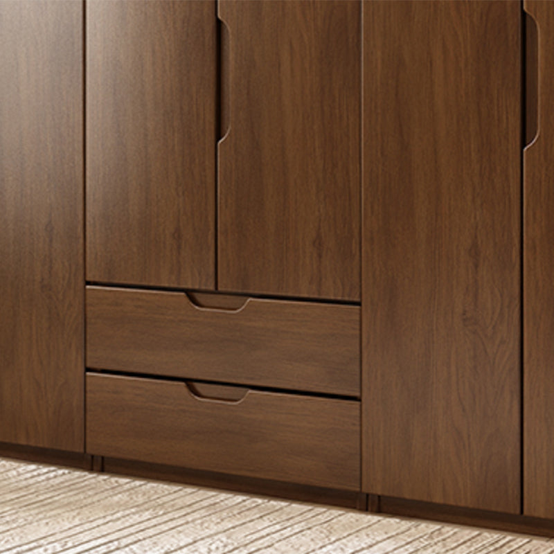 Solid Wood Wardrobe Armoire Contemporary Brown Storage Cabinet