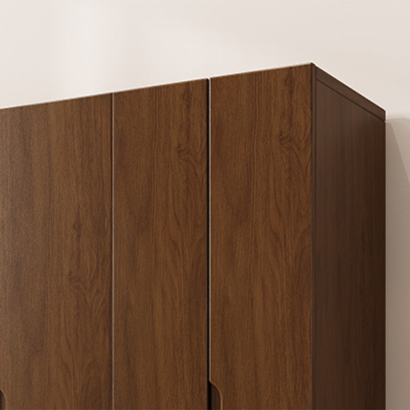 Solid Wood Wardrobe Armoire Contemporary Brown Storage Cabinet
