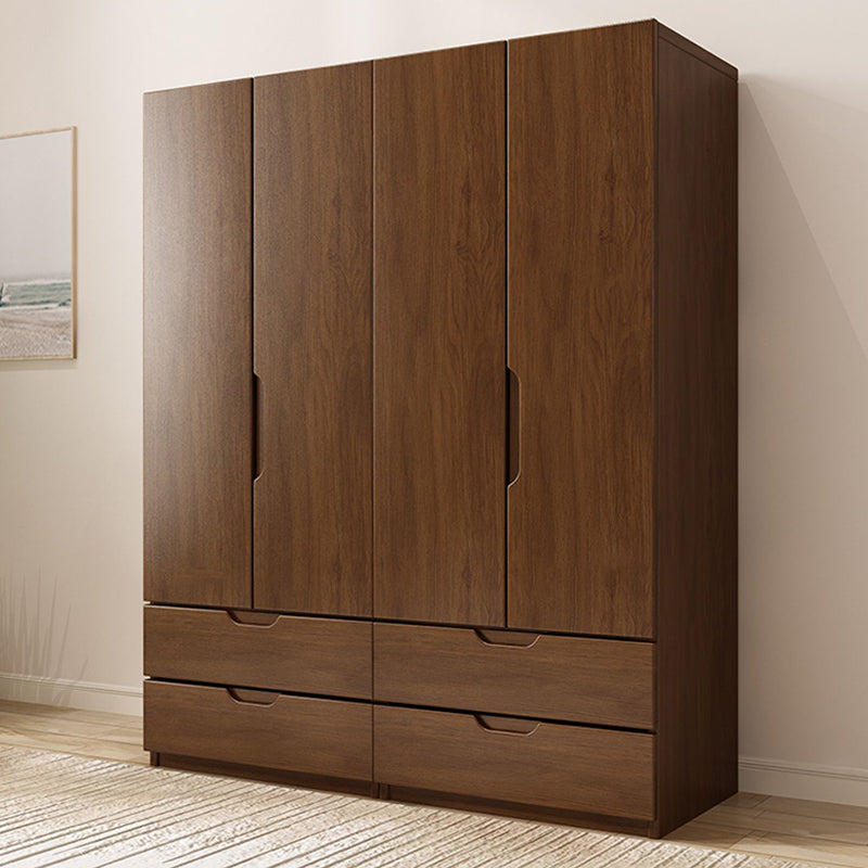 Solid Wood Wardrobe Armoire Contemporary Brown Storage Cabinet