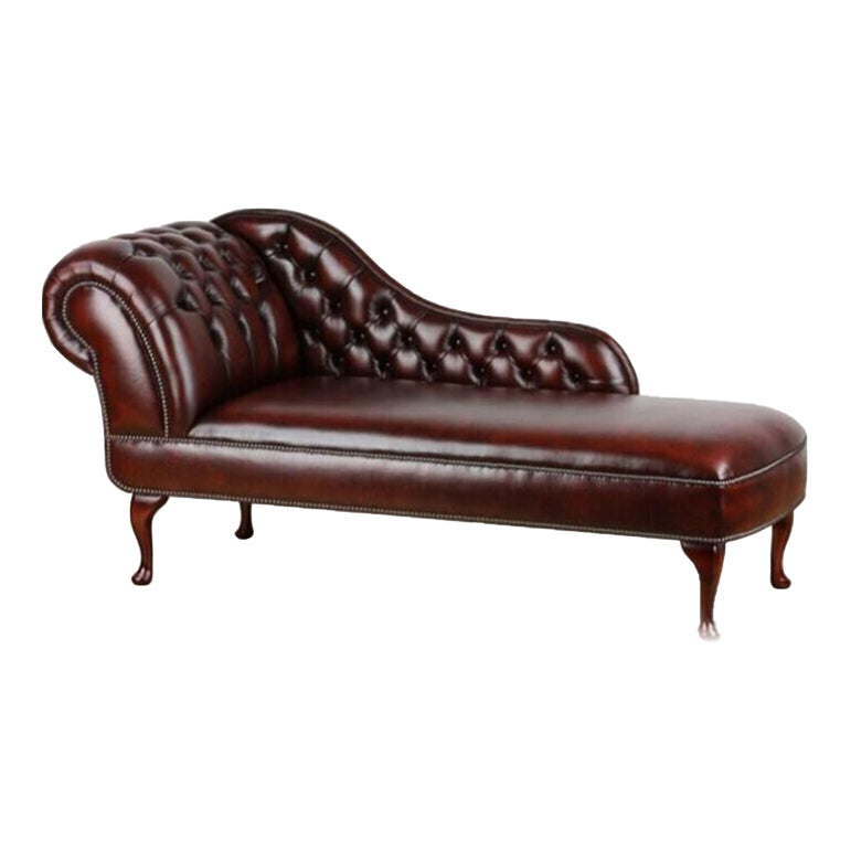 Traditional Chaise Lounge Couch Tufted Rolled Arm Chaise Lounge