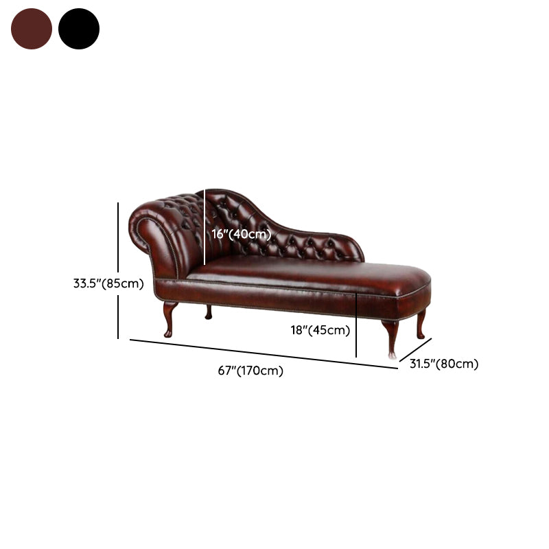 Traditional Chaise Lounge Couch Tufted Rolled Arm Chaise Lounge