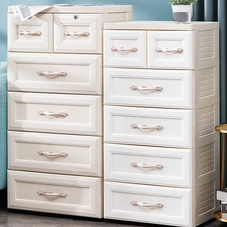 Contemporary Vertical Kids Nightstand 6 Drawers Plastic Nursery Dresser for Home