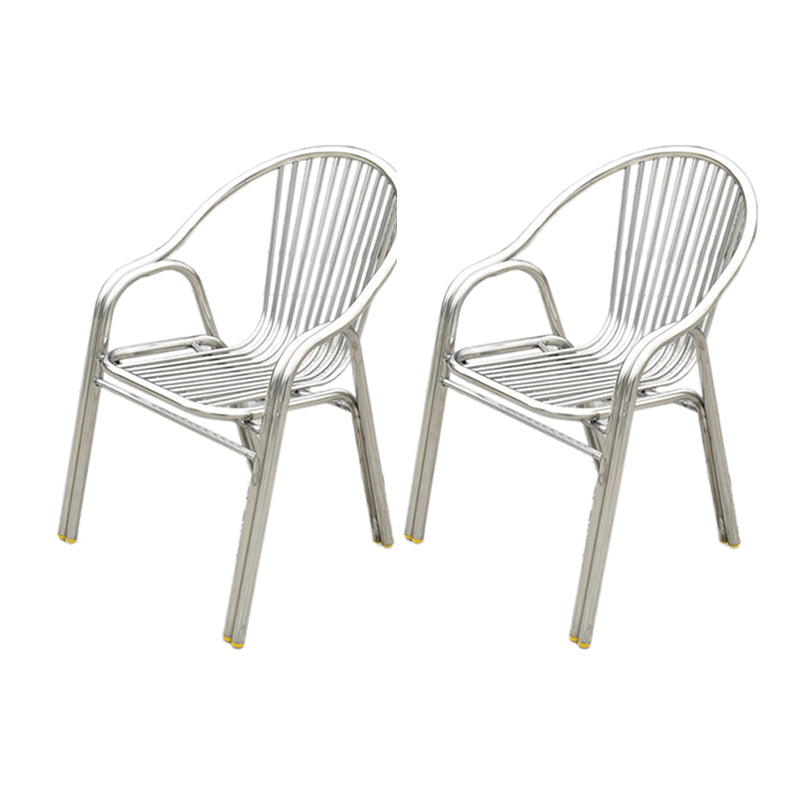 Silver Outdoor Bistro Chairs Metal Stacking Outdoors Dining Chairs