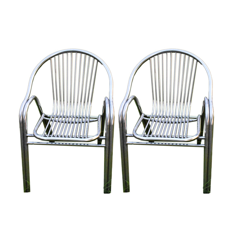 Silver Outdoor Bistro Chairs Metal Stacking Outdoors Dining Chairs