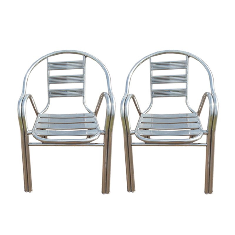 Silver Outdoor Bistro Chairs Metal Stacking Outdoors Dining Chairs