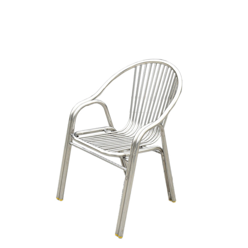 Silver Outdoor Bistro Chairs Metal Stacking Outdoors Dining Chairs