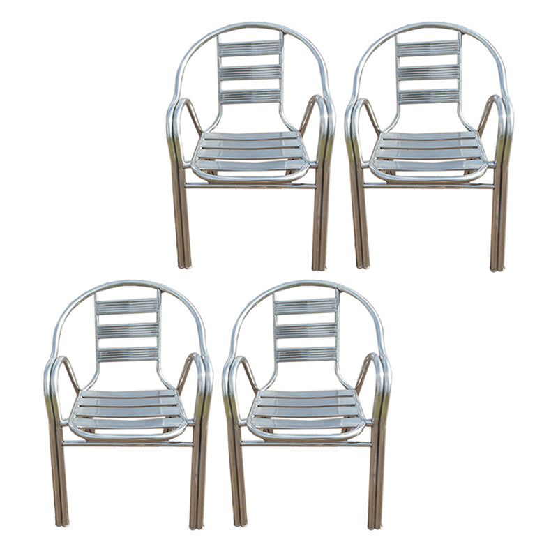 Silver Outdoor Bistro Chairs Metal Stacking Outdoors Dining Chairs