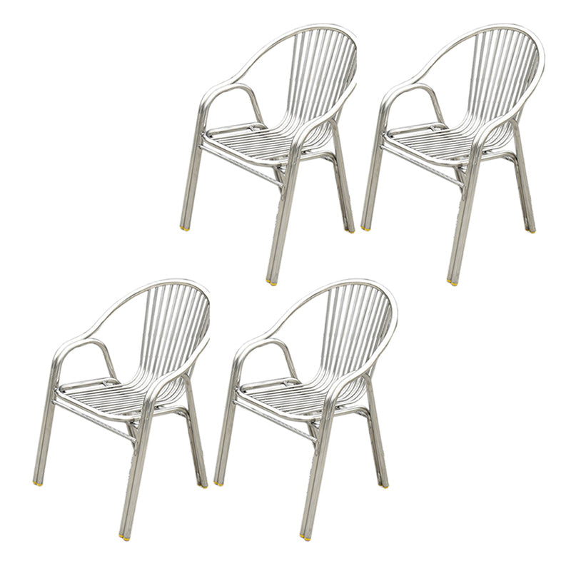 Silver Outdoor Bistro Chairs Metal Stacking Outdoors Dining Chairs