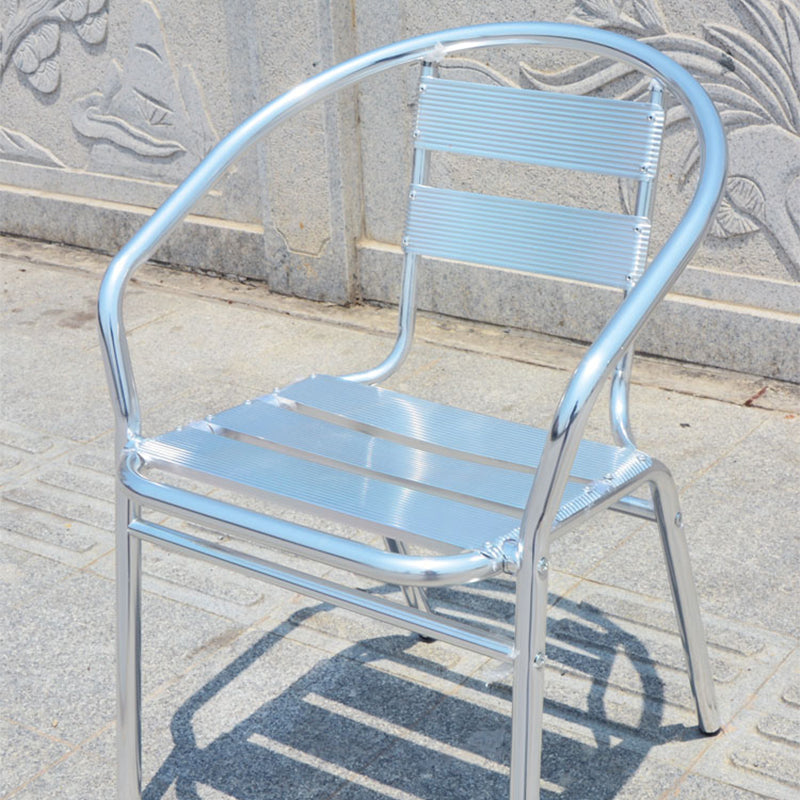 Silver Outdoor Bistro Chairs Metal Stacking Outdoors Dining Chairs