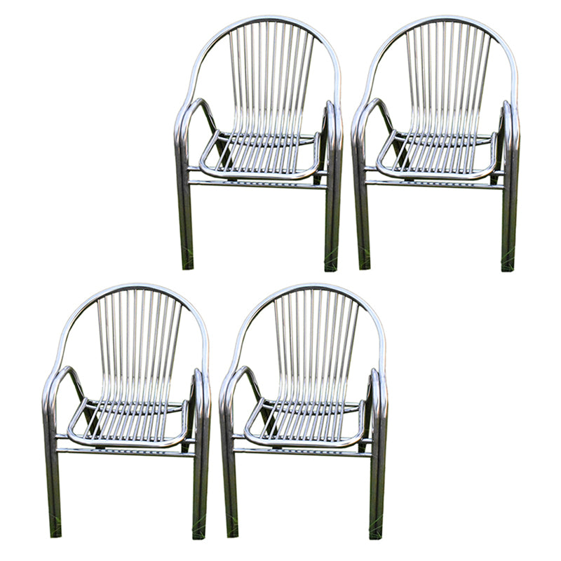 Silver Outdoor Bistro Chairs Metal Stacking Outdoors Dining Chairs