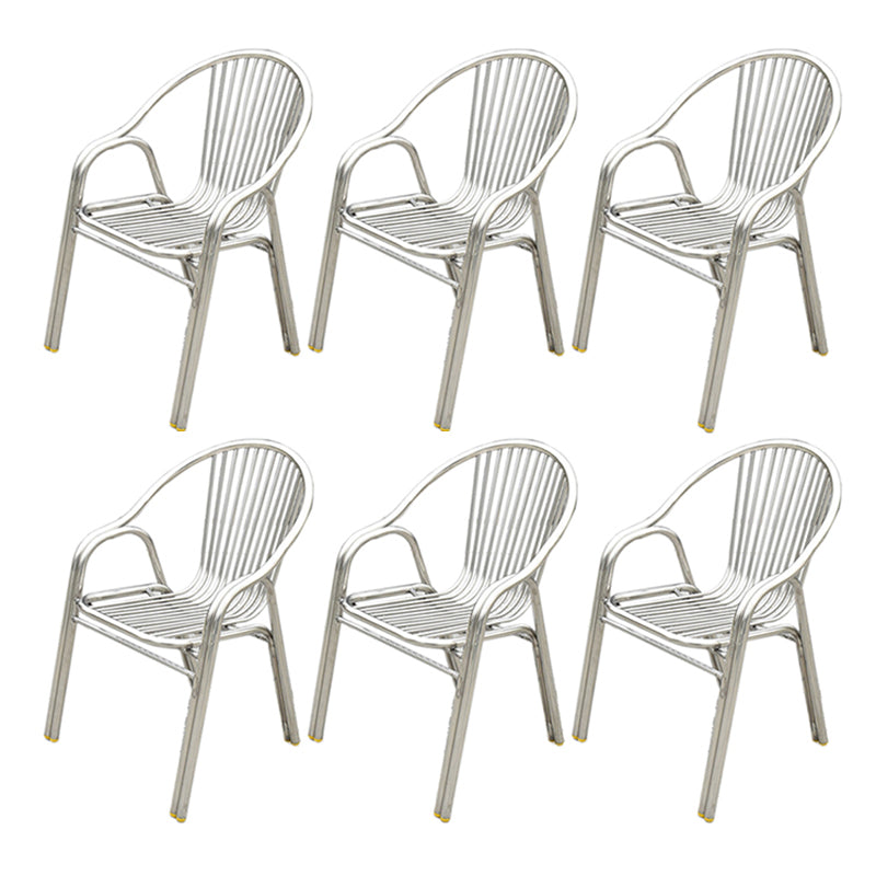 Silver Outdoor Bistro Chairs Metal Stacking Outdoors Dining Chairs