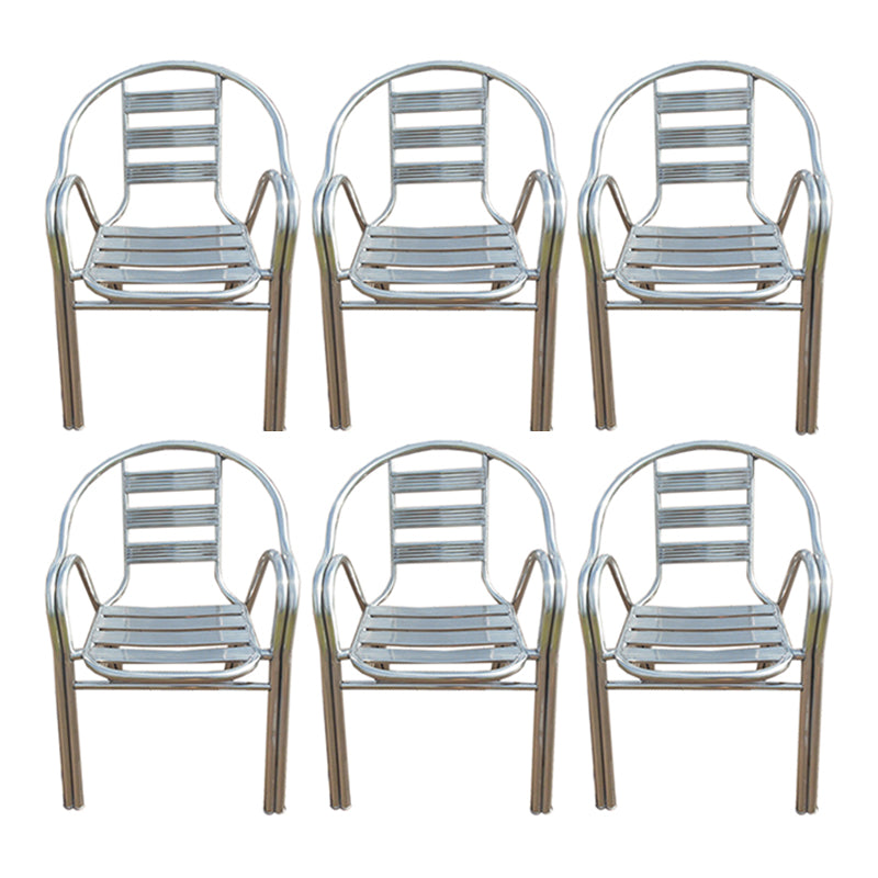Silver Outdoor Bistro Chairs Metal Stacking Outdoors Dining Chairs