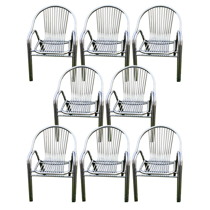 Silver Outdoor Bistro Chairs Metal Stacking Outdoors Dining Chairs