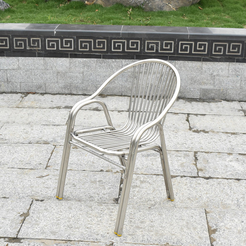 Silver Outdoor Bistro Chairs Metal Stacking Outdoors Dining Chairs