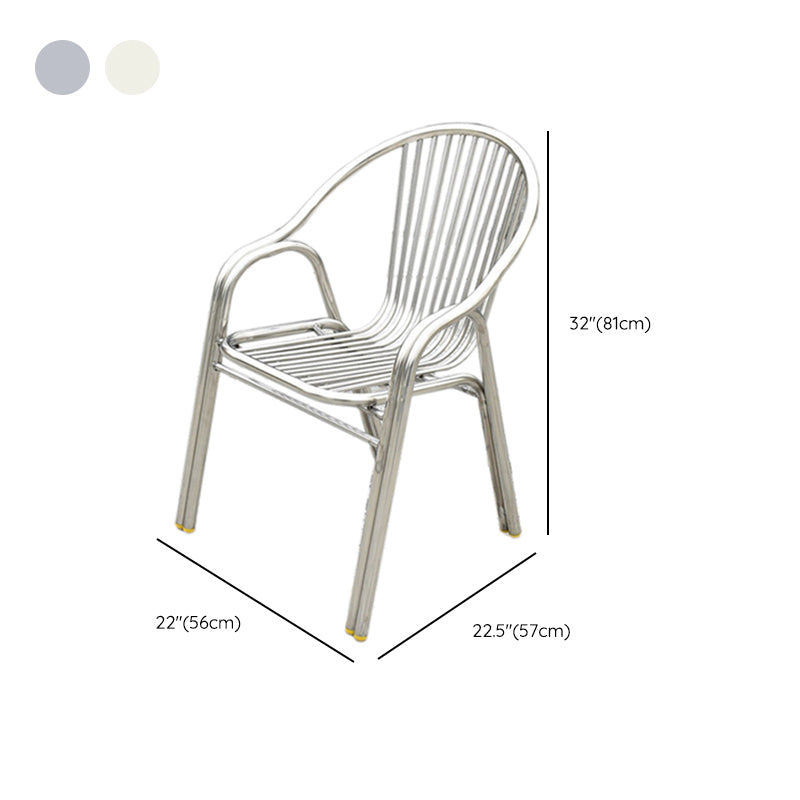 Silver Outdoor Bistro Chairs Metal Stacking Outdoors Dining Chairs