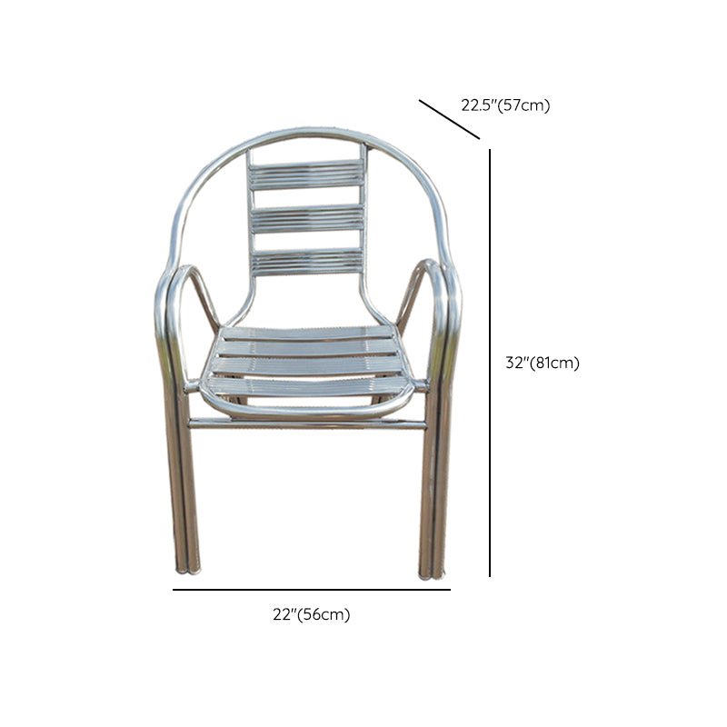 Silver Outdoor Bistro Chairs Metal Stacking Outdoors Dining Chairs