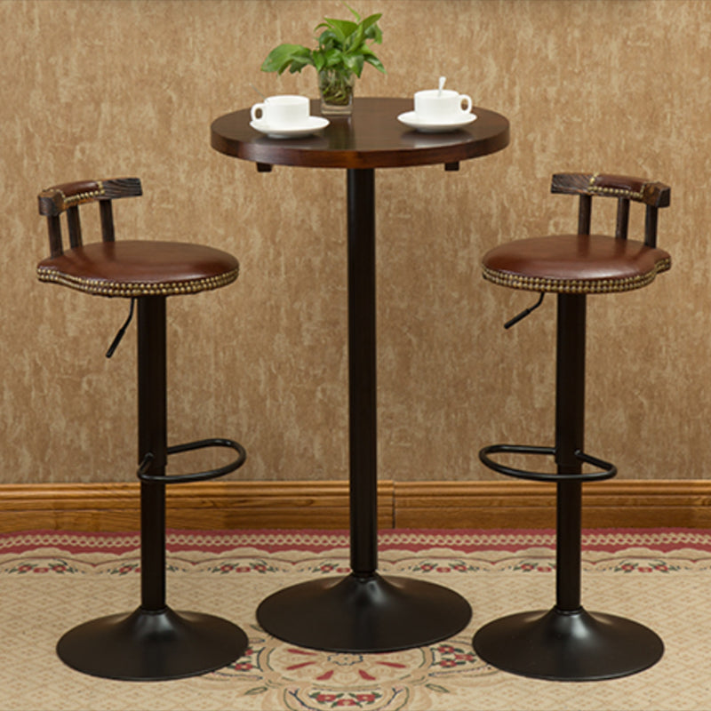 Brown Wood Round Pub Table Set 1/3 Pieces Contemporary Indoor Bar Table Set