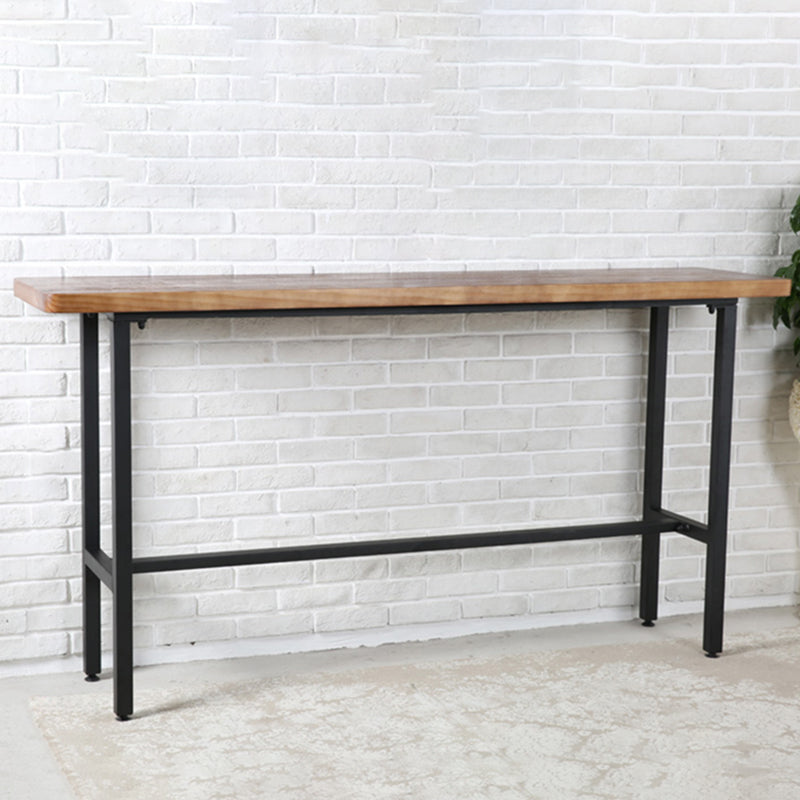 Rectangle Industrial Pub Table Set 1/4/7 Pieces Wooden Bar Table Set with Brown Stools