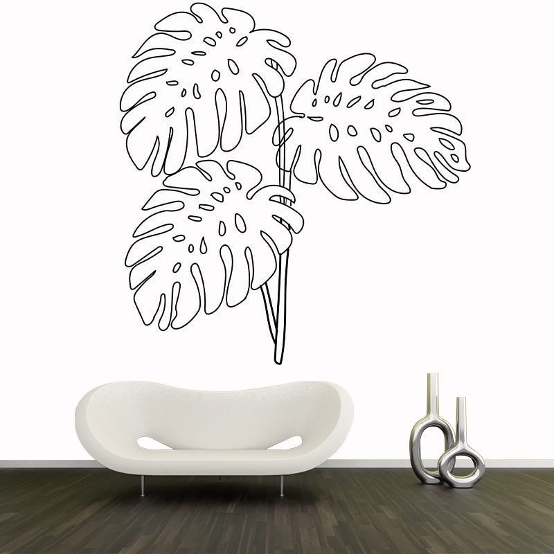 Tropical Plant Illustration Mural Mildew Resistant Wallpaper Sleeping Room Wall Mural