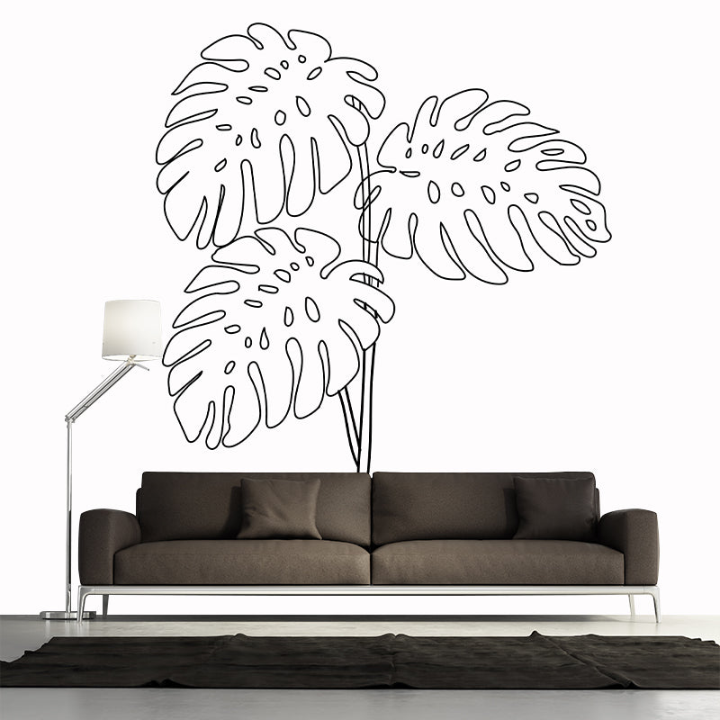 Tropical Plant Illustration Mural Mildew Resistant Wallpaper Sleeping Room Wall Mural