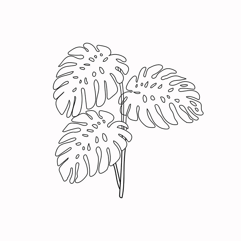 Tropical Plant Illustration Mural Mildew Resistant Wallpaper Sleeping Room Wall Mural