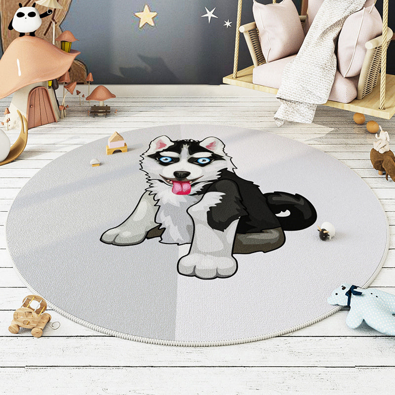 Modern Carpet Round Animal Printed Area Rug Non-Slip Backing Adult Polyster